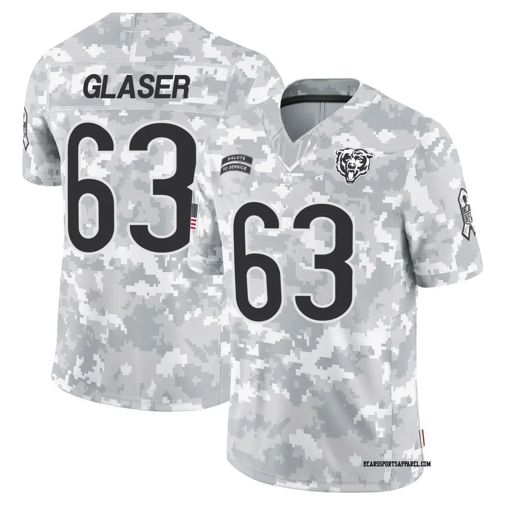 Limited Arctic Camo Men's Chris Glaser Chicago Bears 2024 Salute to Service Jersey