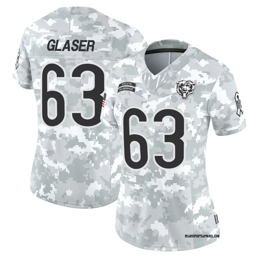 Limited Arctic Camo Women's Chris Glaser Chicago Bears 2024 Salute to Service Jersey